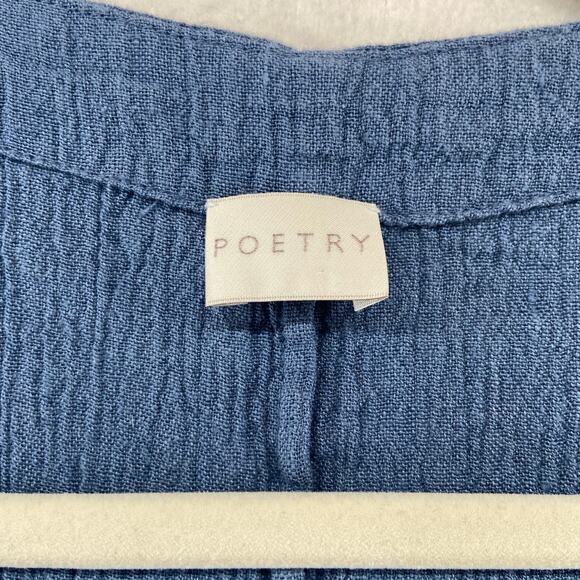 Poetry Blue Linen Blend Dress Size 10 - Picture 2 of 5